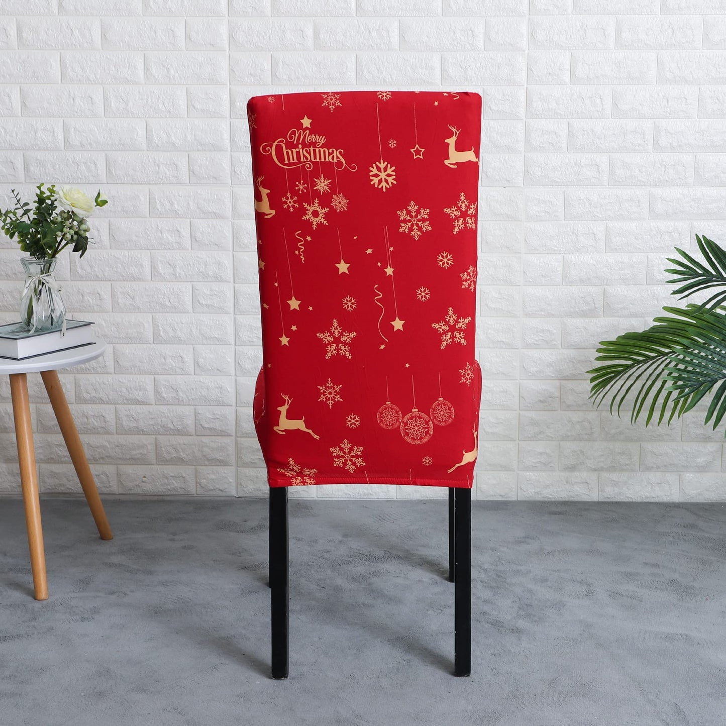 FORCHEER Christmas Dining Room Chair Covers Set of 4 Stretch Christmas 4 Pieces Kitchen Chair Slipcovers Protector Spandex Washable Parsons Chair Cover Christmas Decor