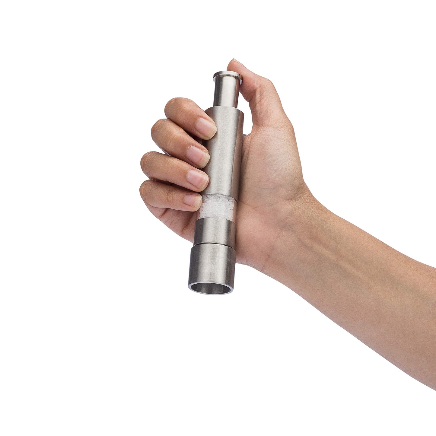 Grind Gourmet Salt and Pepper Grinder Set, Refillable, Pump & Grind, Thumb Press (Reflex Black Set)