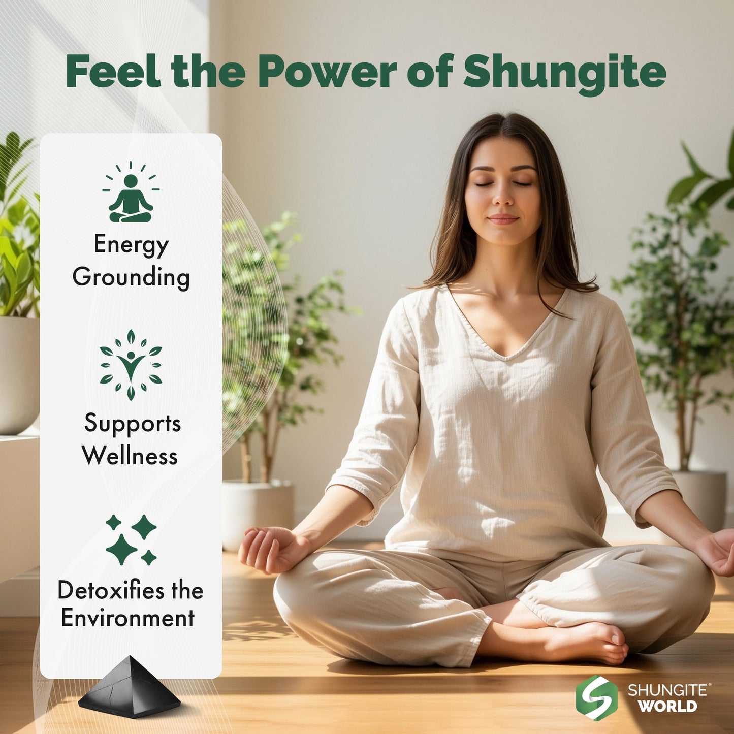 Shungite World Authentic Shungite Pyramid Polished 50 mm / 1.96" Chakra Energy Natural Healing Crystal Real Black Pyramid Home Office Protection Desk Decor Meditation Reiki Grounding Stone