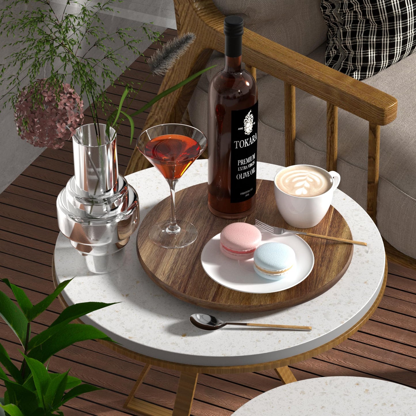 Greatseas Lazy Susan for Table Top Bamboo Lazy Susan Turntable for Cabinet Kitchen Countertop Organizer for Condiment Bathroom Counter Organizer Decor Sink Tray Acacia Wood 13.2 Inch