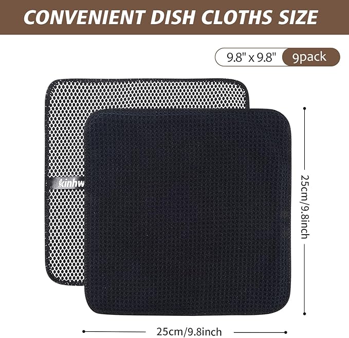 KinHwa Kitchen Washcloths for Dishes Absorbent Microfiber Dish Cloths Quick Dry