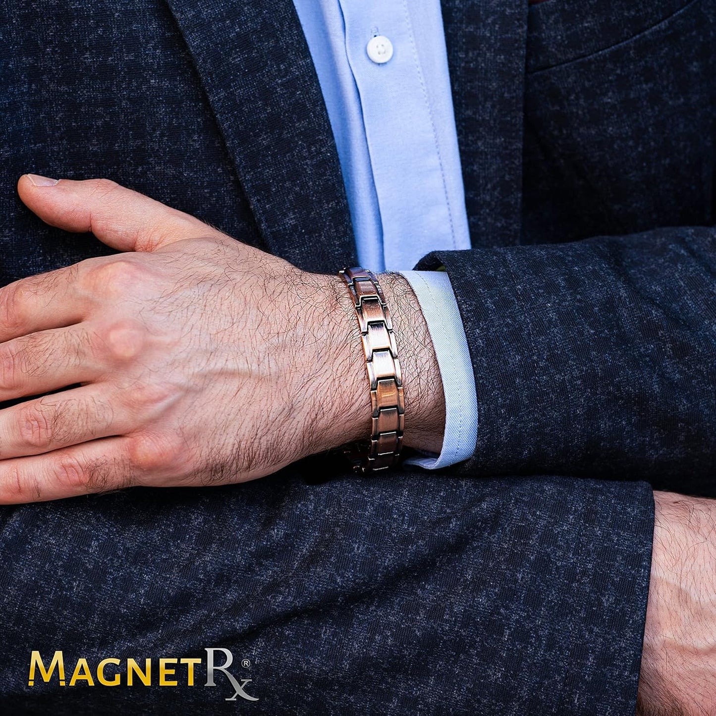 MagnetRX® Pure Copper Magnetic Bracelet - Magnetic Copper Bracelets for Men - Adjustable Length with Sizing Tool (Leo Style)
