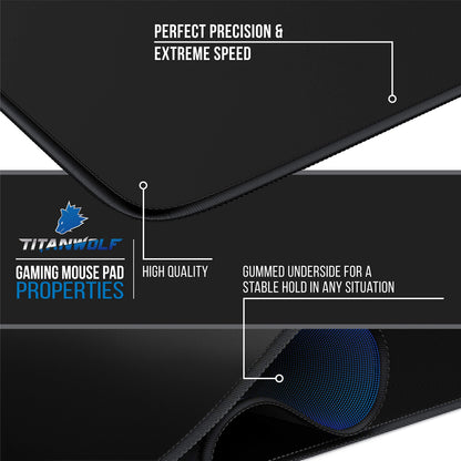 TITANWOLF - Extra Large Gaming Mouse Mat 1200x400mm Oversize - XXL Mouse Pad - Desk Pad XXXL Extended – Mice Mat Pad For Precision and Speed - Non-Slip Rubber Base – For Mouse and Keyboard - Black