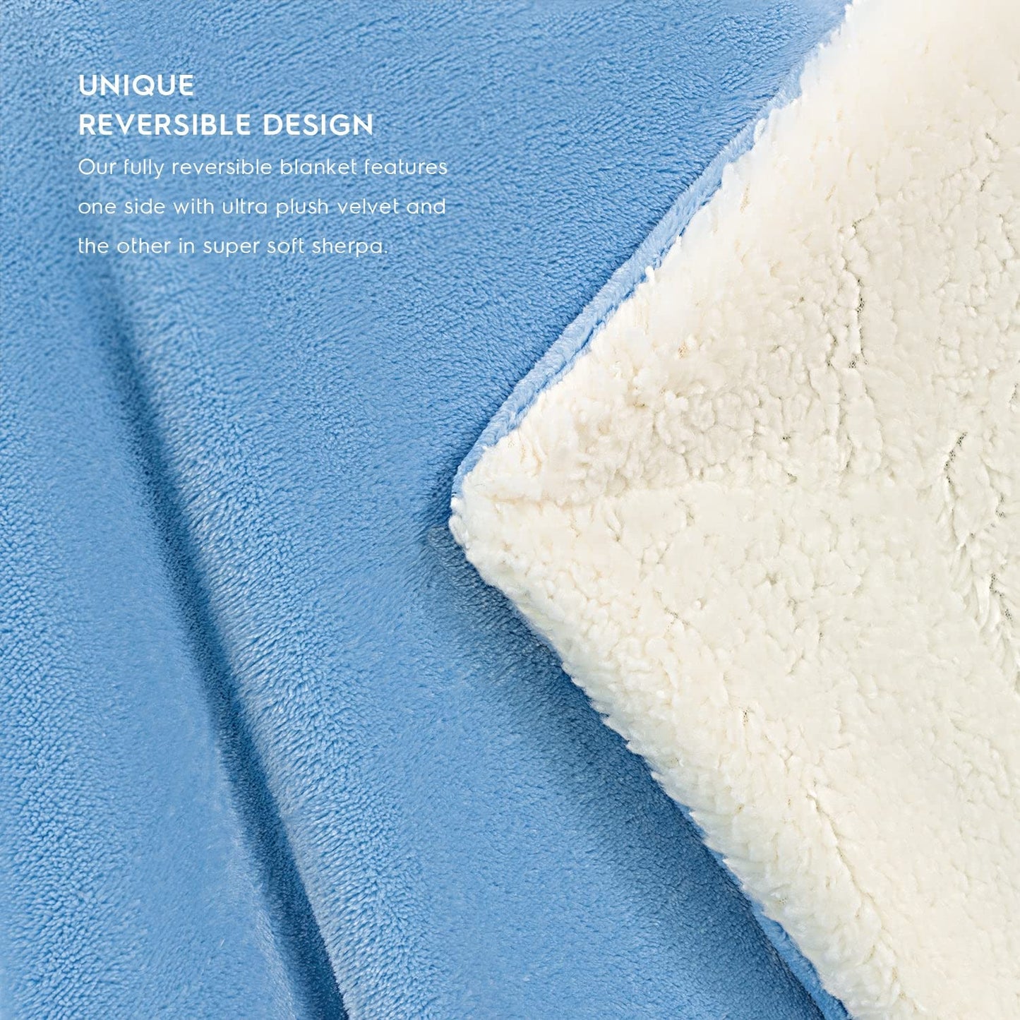 Tafts Throw Blankets - Ultra Plush/Sherpa Fleece Blankets - Soft, Ultra Comfy and Fuzzy - Plush Blankets and Throws for Couch, Bed & Living Room - All Seasons - Blankets Throw Size - Sky Blue