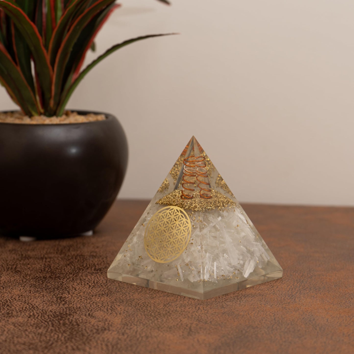 Agate Mart Selenite Orgonite Pyramids, Harnessing Clarity and Protection with Black Tourmaline Pendant