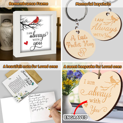 Memorial Frame Sympathy Gift for Loss of Loved One, Cardinal Bereavement Keepsake Box, Engraved Memorial Ornament, Sympathy Poem Card, Condolence Remembrance Keychain, Wall Art Table Décor FF632