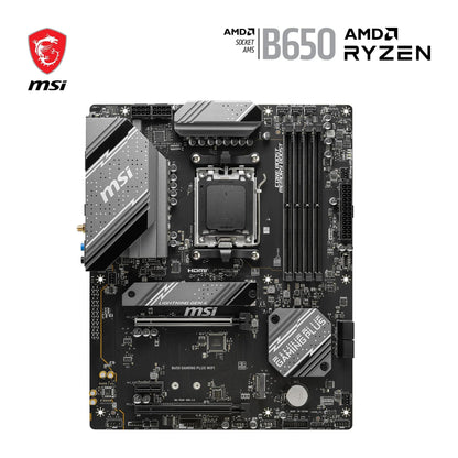 MSI B650 GAMING PLUS WIFI Motherboard, ATX - Supports AMD Ryzen 9000 / 8000 / 7000 Series Processors, AM5 - 14+2 Duet Rail VRM, DDR5 Memory Boost 6400+MHz/OC, 2 x PCIe 4.0 x16, 2 x M.2 Gen4, Wi-Fi 6E