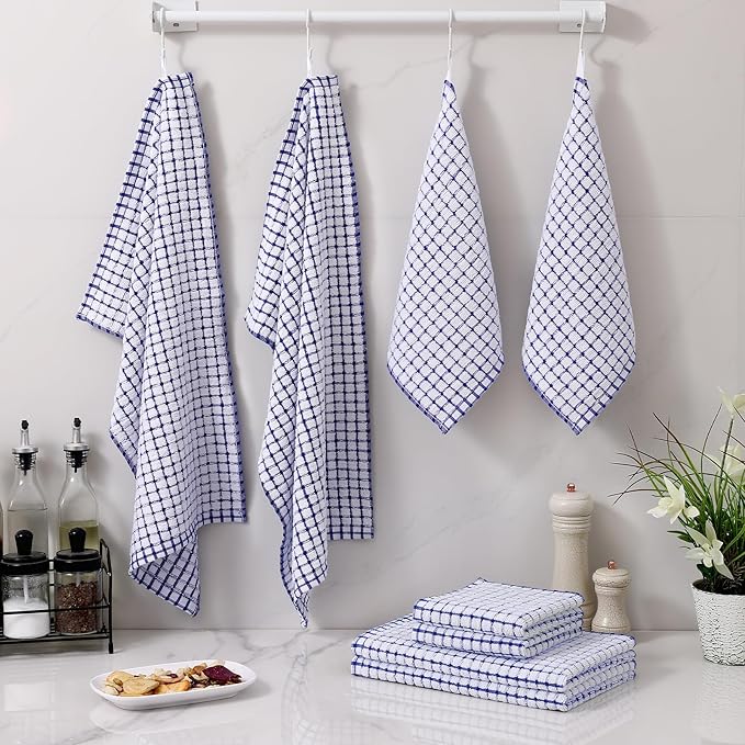 Homaxy Kitchen Towels and Dishcloths Set, 16 x 25 and 12 x 12 Inches, Super