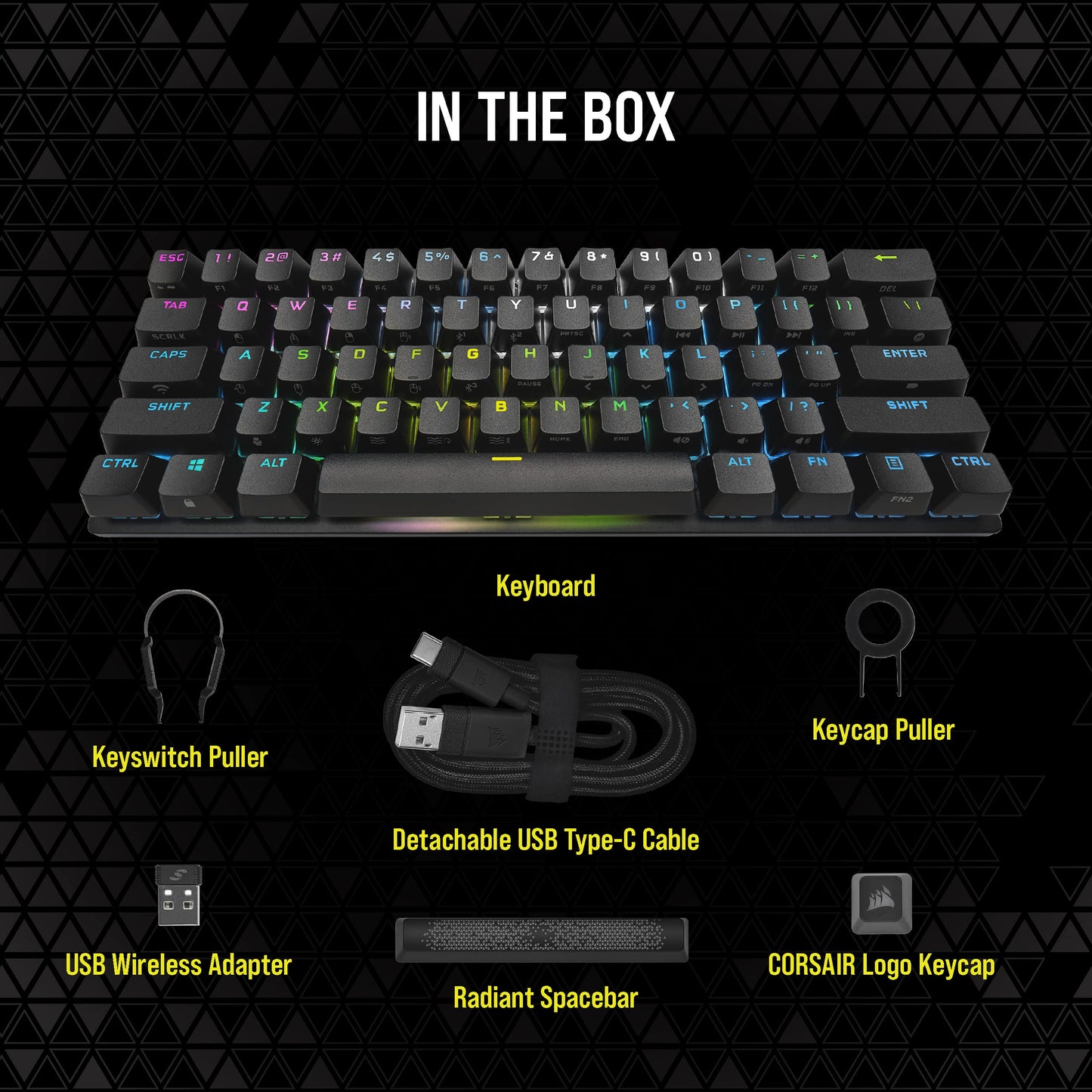 CORSAIR K70 PRO MINI WIRELESS RGB 60% Mechanical Gaming Keyboard – Swappable CHERRY MX RED Switches – PBT Double-Shot Keycaps – iCUE Compatible – PC, Mac, PS5, PS4, Xbox – QWERTY UK – Black