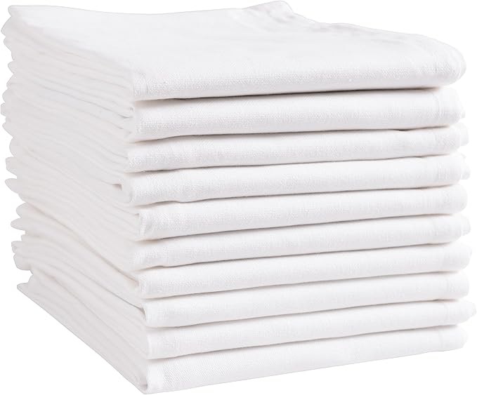 KAF Home White Kitchen Towels, 10 Pack, 100% Cotton