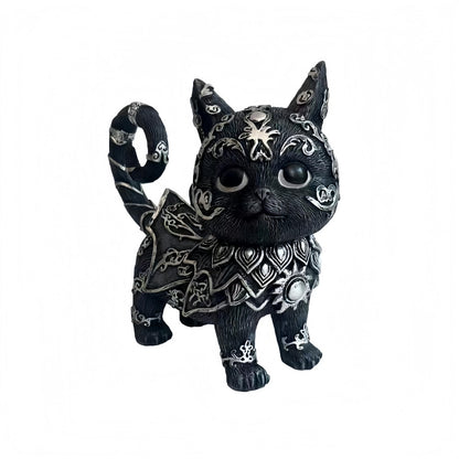 Dianreno Mysterious Black Cat Sculpture,Gothic Home Decor Statue,Dark Aesthetic Decor,Halloween Black cat Decor,Witchy cat Decor for Indoor&Outside