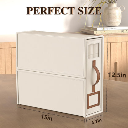 BigPonPon 4 Pack Foldable Bed Sheets Set Organizers and Storage(King & Queen Size),Linen Fabric Closet Organizers with Window,Folding Bedding Storage Box for Bedsheets and Pillow Cube Organizer-Beige