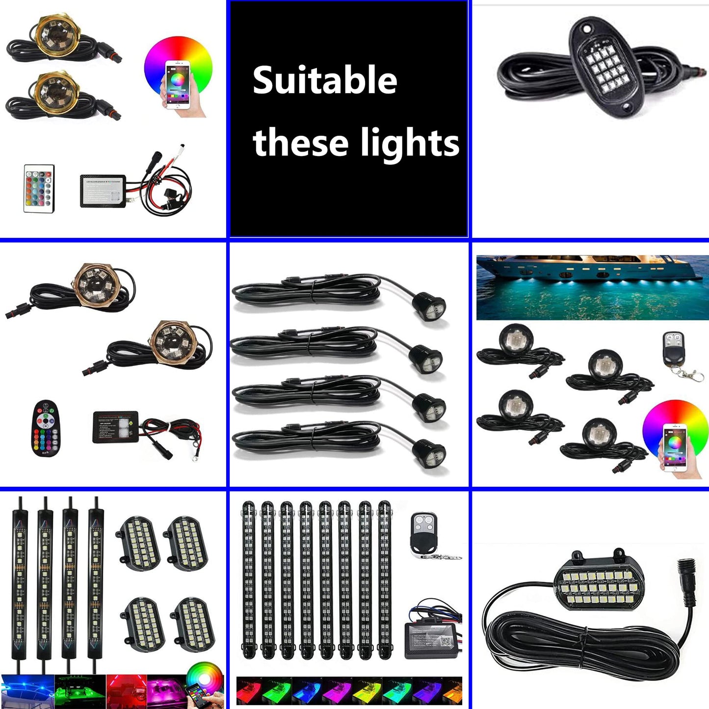 UWDESY 4Pcs 60IN 5FT 4Pin RGB Waterproof Extension Cable Wire Cord Set - Multi-Color Neon Accent LED Underglow Rock Light Boat Drain Plug Underwater Light