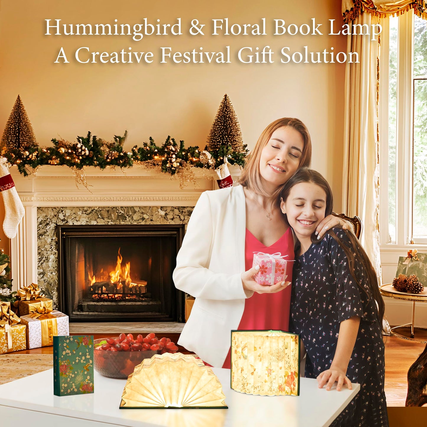 Uniwolk Flower Book Lamp Bookish Birthday Gifts for Women or Freinds, Foldable Paper Desk Lamp for Bedroom Living Room, Book Light as Gifts for Book Lovers, Desk Decor Cute Stuff