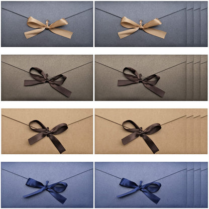 20 PCS Business Gift Card Envelopes, 8 x 4 inch Beautiful Pearlescent Envelopes with Bowknot for Greeting Card, Invitations, Letter