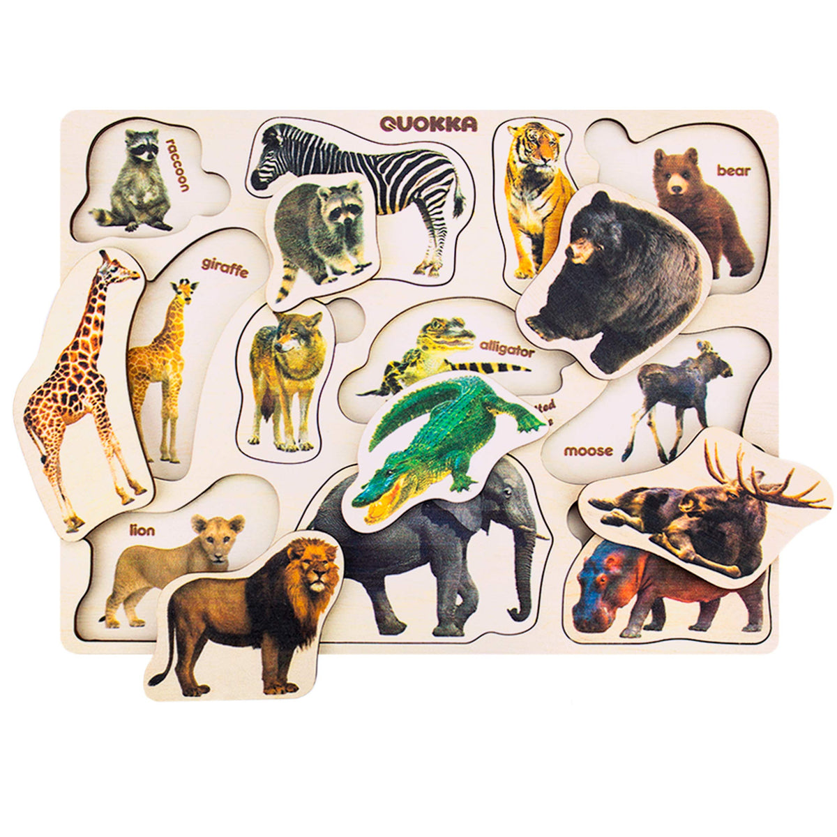 QUOKKA Wooden Puzzles for Toddlers 1-3 – 3xSET Toddler Puzzles Ages 2-4 – Montessori Animal Toy Puzzle for Toddlers 3-5 Year Old – Wood Toy Learning Realistic Animals for Boy and Girl