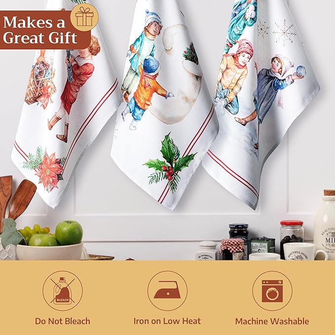 Maison d' Hermine Kitchen Towels Set of 3 100% Cotton 20" x 27.5" Reusable