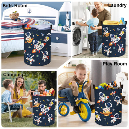 HUUMONSS Space Rockets Laundry Hamper Cartoon Astronaut Large Storage Basket Planet Collapsible Parents Organizer Boys Clothes Toy Bins for Bedroom, Bathroom, Alien, 63L