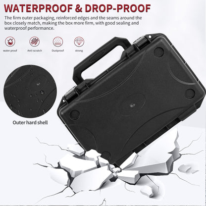 Hard Carrying Case,Shockproof Storage Box with Customizable Foam,11inch Portable Protective Tool Box for Microphone,Recorder,Electronics,Tools,Cameras,Equipment and More,11.6"x7.3"x2.8"