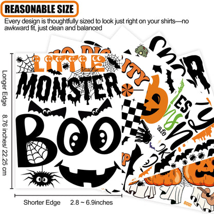 DIY Halloween Shirts for Women Kids Trick or Treat Bags Iron-on Heat Transfer Vinyls Set for Halloween Basket Pajamas Pillow Covers Blanket Tablecloth Runner Personalized Gifts Home Decorations