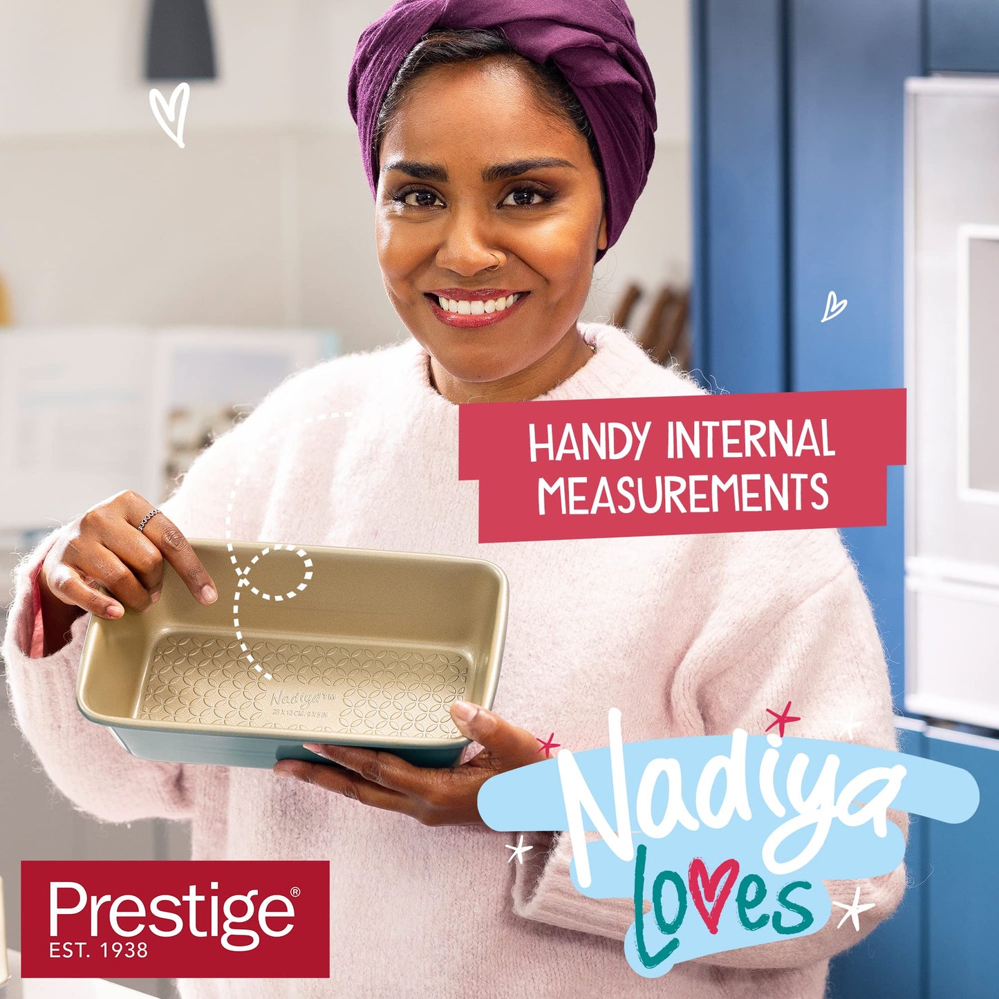 Prestige x Nadiya Roasting Tin Non Stick - Deep Large Baking Tray 33cm x 23cm, Durable Steel, Dishwasher Safe Roasting Tray Bakeware, Blue/Black, 13" x 9", Teal