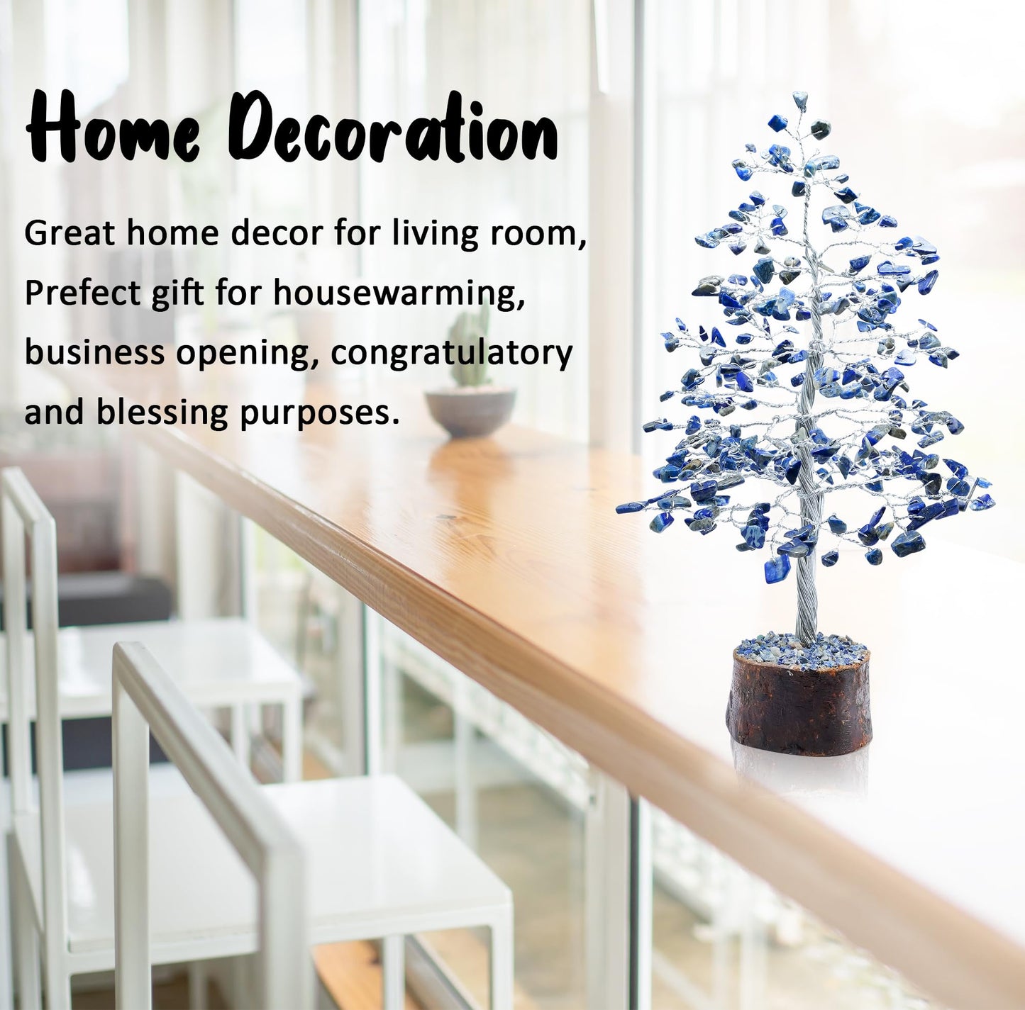 Crocon® Lapis Lazuli Healing Crystals Tree Bonsai Desk Decor for Women Blue Room & Office Decor Spiritual Gift Meditation Crystals Home Decor Cute House Warming Gifts for Men Dad Birthday Him, 10"