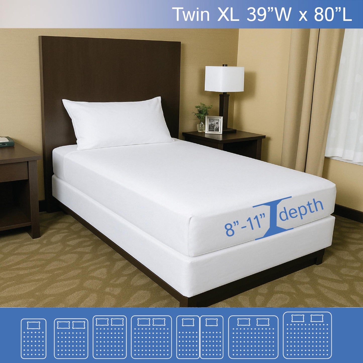 Twin Extra Long (Twin XL) Mattress Protector (8"-11" Depth) - Zippered Waterproof Cover - Fits College Dorm Twin XL Mattress - Hypoallergenic Premium Quality Encasement