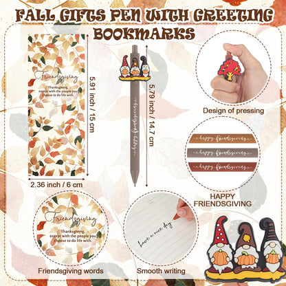 Ctosree 20 Sets Friendsgiving Party Favors Bulk Thanksgiving Fall Pens with Maple Leaf Bookmarks Turkey Pens Thanksgiving Gifts for Friends Families Coworkers Employee Holiday Office Party Souvenirs