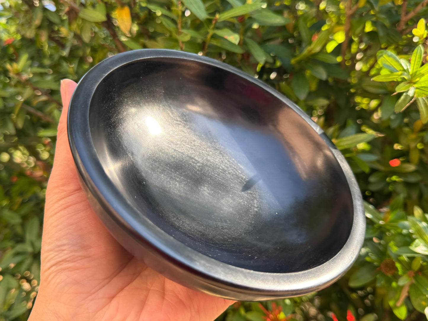 Large Black Soapstone Scrying Bowl – 6" Smudge Bowl & Incense Burner | Versatile Black Stone Ritual & Meditation Tool