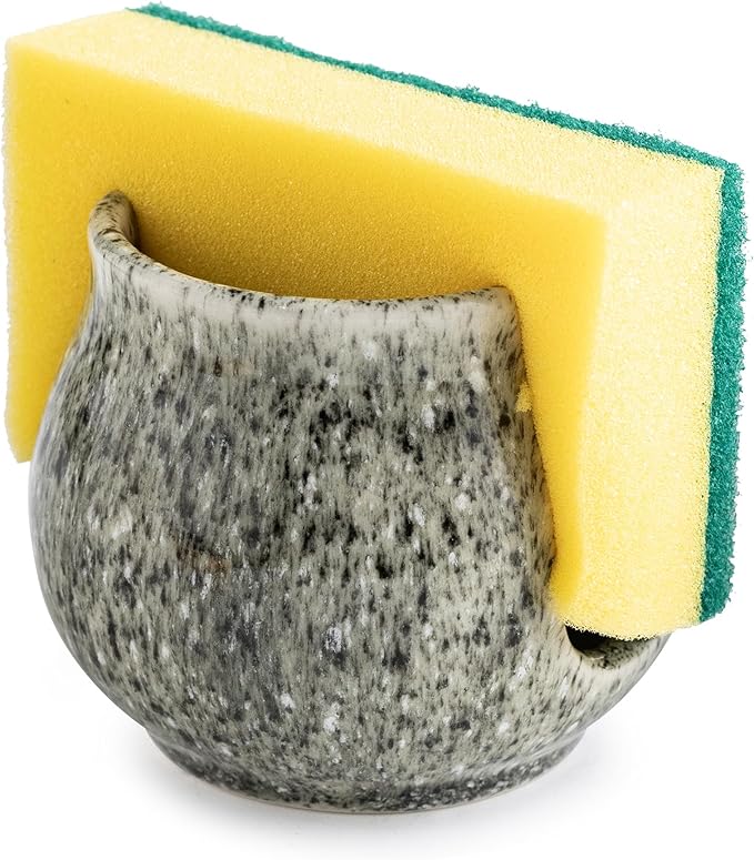 Ceramic Sponge Holder, Kitchen Sponge Holder Sink Caddy Organizer Dish Rack