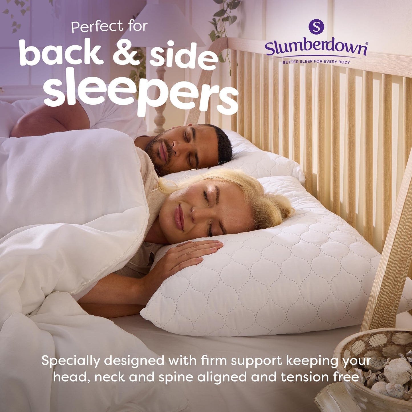 Slumberdown Pillows 2 Pack Hotel Quality – Firm, Plump Hypoallergenic Pillows for Back & Side Sleepers, Sleep Better. Feel Better