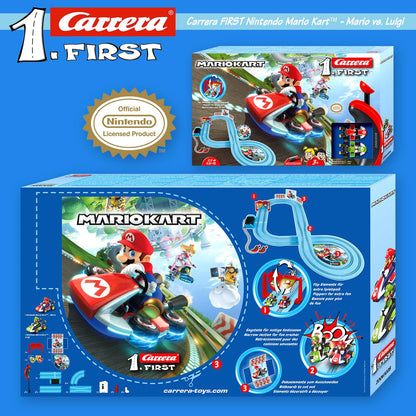 Carrera 20063028 Mario Kart - FIRST Slot Racing Track, For Children From 3 Years And Adults, 2.9 Metres, With Mario Kart - Mario & Mario Kart - Luigi - Multicolor