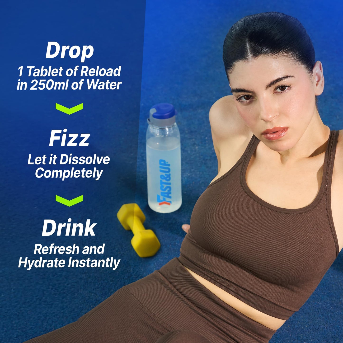 Fast&Up Reload Electrolyte Tablets, 80 Effervescent Tablets, Lemon & Lime Flavour, Rapid Hydration & Energy, with Vitamin C & B12, Vegan