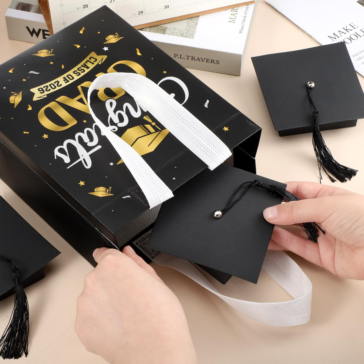 Aneco 12 Set 2026 Graduation Gifts for Classmates Grad Cap Box Unisex Bracelets Gift Bags Keychain Grad Card for Senior Night Gifts College or Junior High School Class Graduated Student