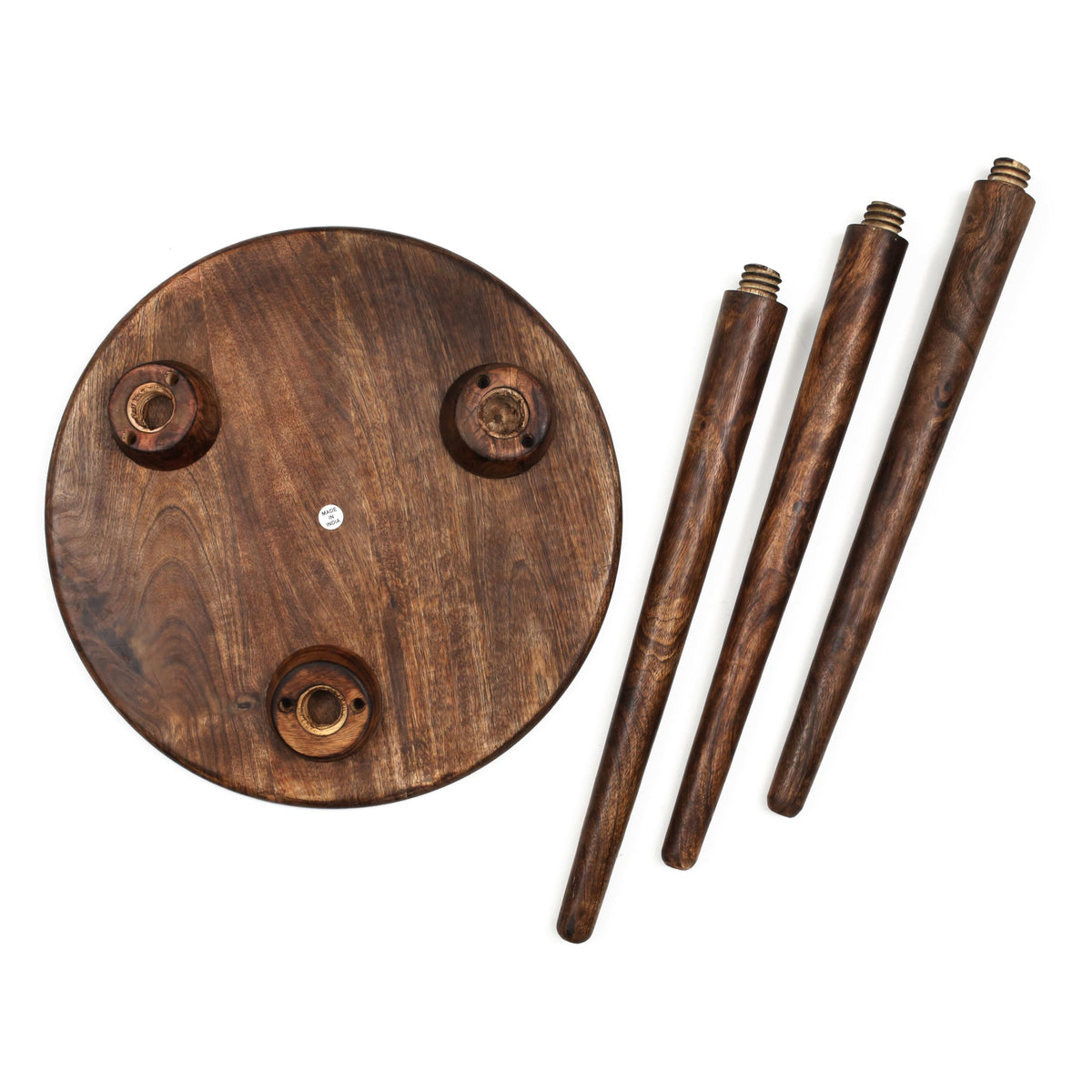 Side Tables Round with 3 Legs-Small Drink Table for Small Spaces, Modern Accent Nightstand with Hand-Carved Top & Solid Wood end Tables for Living Room, Bedroom,Office – Burnt Finish_18x22
