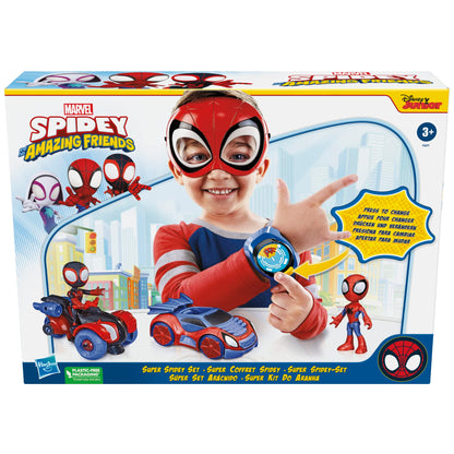 Spidey and his Amazing Friends Super Spidey Set, Role Play Toys, Toy Car Set, Marvel Spider-Man Mask Great for Kids, 3+ Years (Amazon Exclusive)