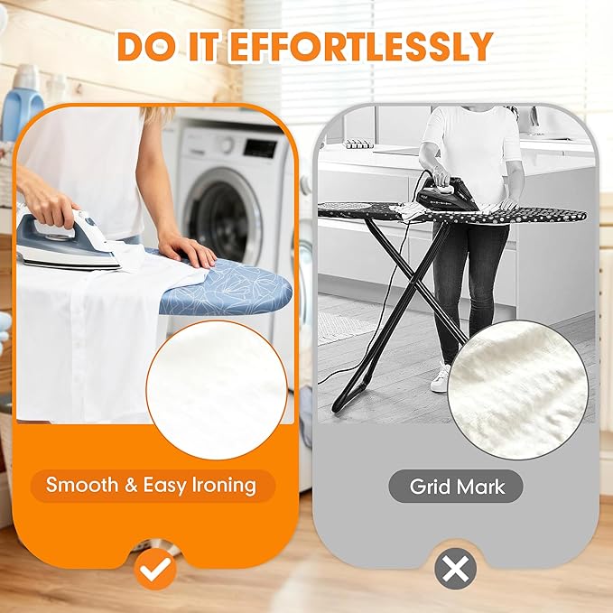 Ironing Board Cover and Pad, 18x49 Extra Wide Thick Iron Padding, Scorch &