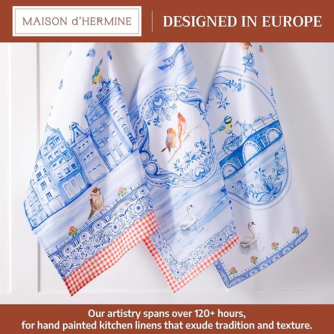 Maison d' Hermine Kitchen Towels Set of 3 100% Cotton 27.50" x 20" Reusable