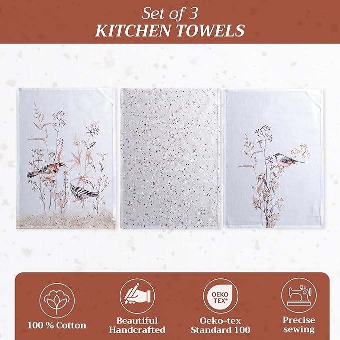 Maison d' Hermine Kitchen Towels Set of 3 100% Cotton 27.50" x 20" Reusable