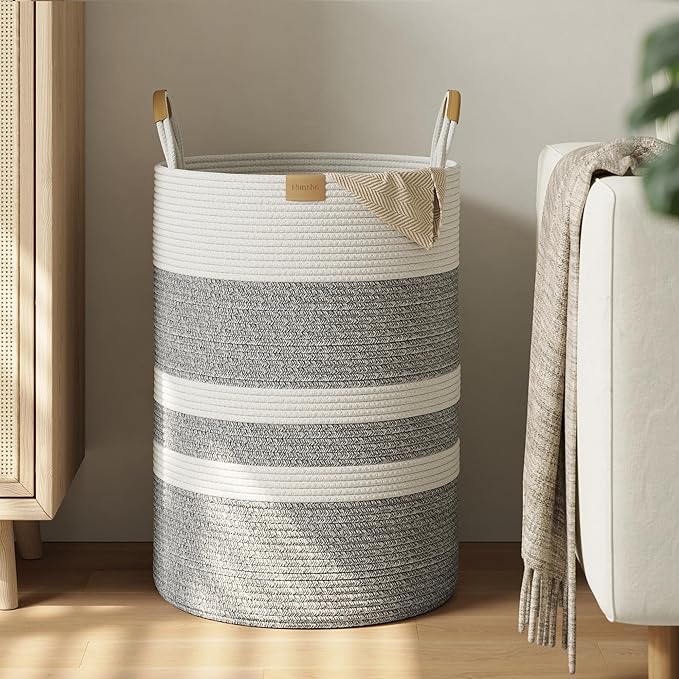 95L Striped Laundry Hamper