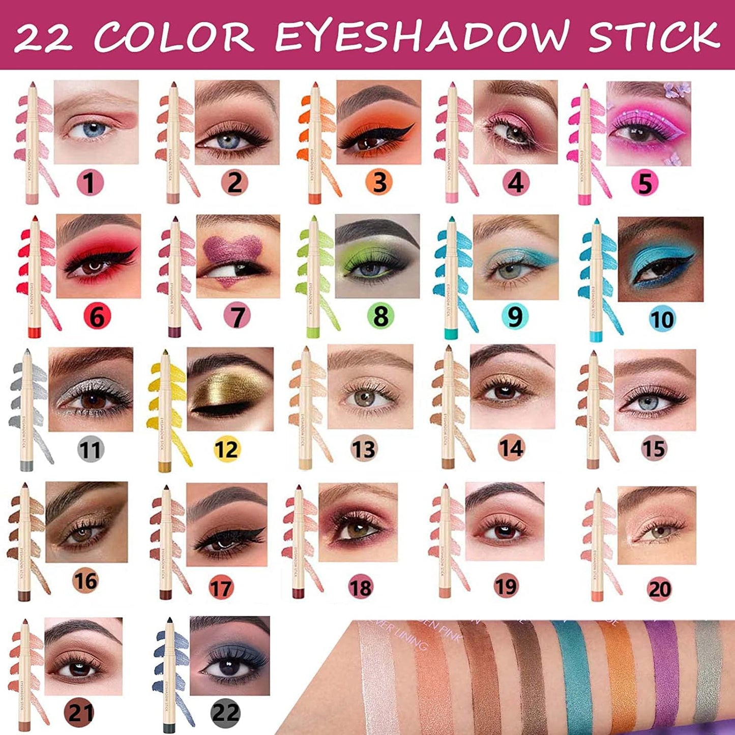 Matte Eyeshadow Stick - Smooth Cream Eyeshadow Pencil, Waterproof Long Lasting, High Pigment Hypoallergenic Highlighter Stick - Create Multi-Dimensional Eyes Look (06# Red)