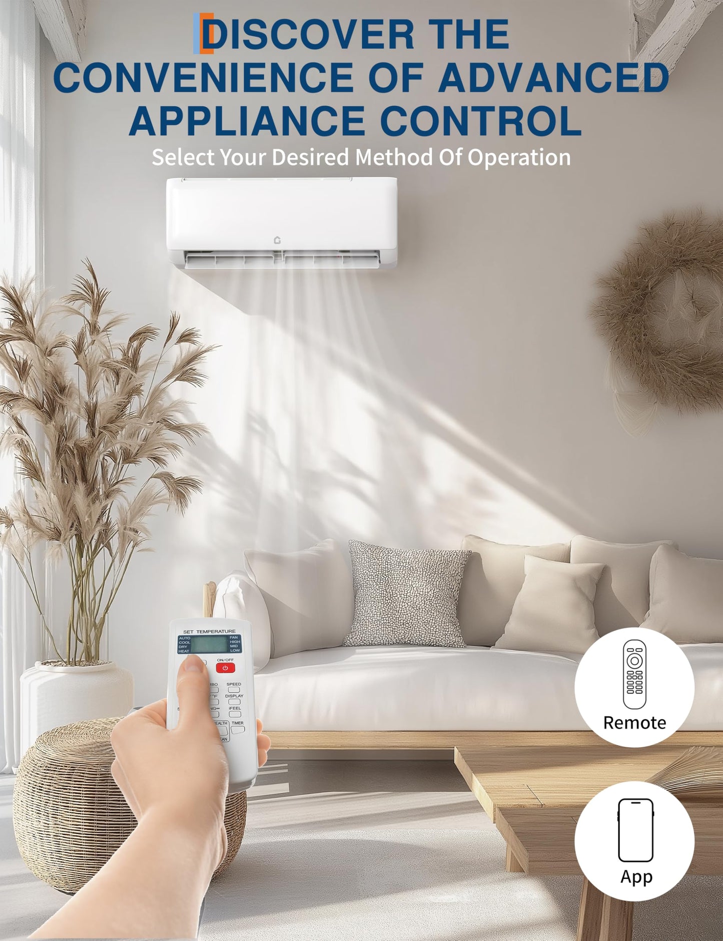 Garvee 12,000 BTU Mini Split Air Conditioner with Heat Pump, 22 SEER, Cools Up to 750 Sq. Ft, Inverter AC with Installation Kit & Remote, Ductless AC Unit with Pre-Charged Condenser, 230V, White
