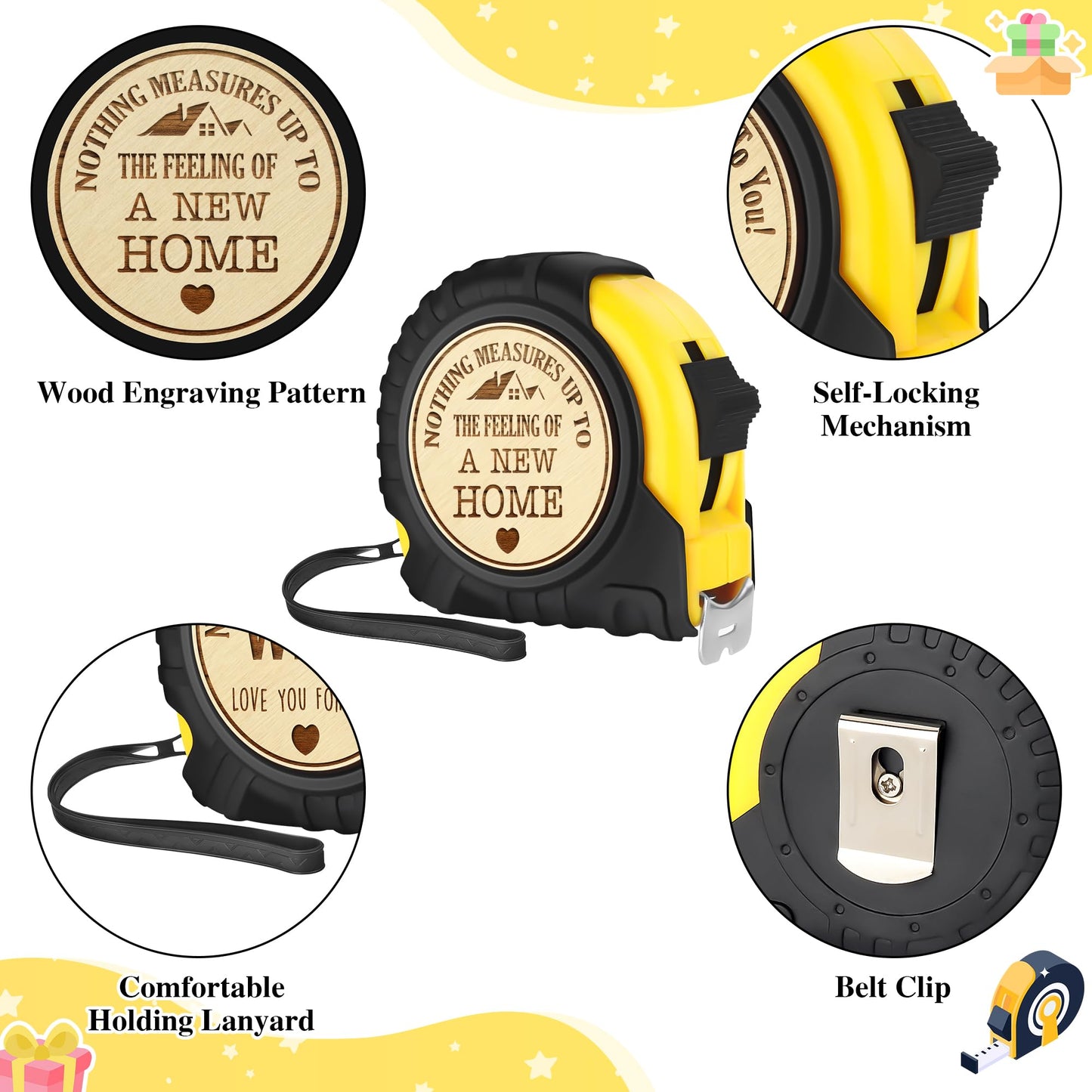 Sensi Blue Housewarming Gift for New House Homeowner, Perfect First Home Gift Idea for Women Men Neighbor, House Warming Gifts New Home 2025, Realtor Gift to Clients Tape Measure 25FT Tool Gifts