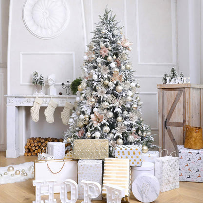 Christmas Balls Ornaments -36pcs Shatterproof Christmas Tree Decorations with Hanging Loop for Xmas Tree Wedding Holiday Party Home Decor,6 Styles in 3 Sizes(Champagne Gold)