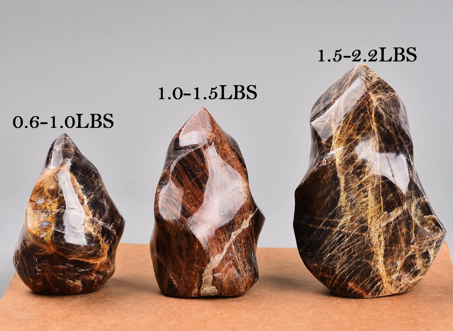 Black Moonstone Flame Shaped Towers Large Healing Crystal Stone Home Decor 1.5-2.2LBS
