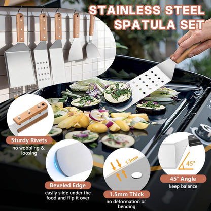 Griddle Accessories Kit, HaSteeL 20Pcs Flat Top Grill Accessories for Camping, Professional Griddle Spatula Grill Tools Set with Melting Dome for Teppanyaki BBQ Outdoor, Perfect Grilling Gifts