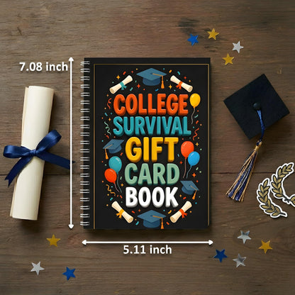 LINHARA College Survival Gift Card Book, 7 x 5 Inch 20 Pages Giftcard Booklet Holders, 2026 College Survival Kit Gift Card Book, High School Graduation Gifts for Students Him Her Boys Girls Women
