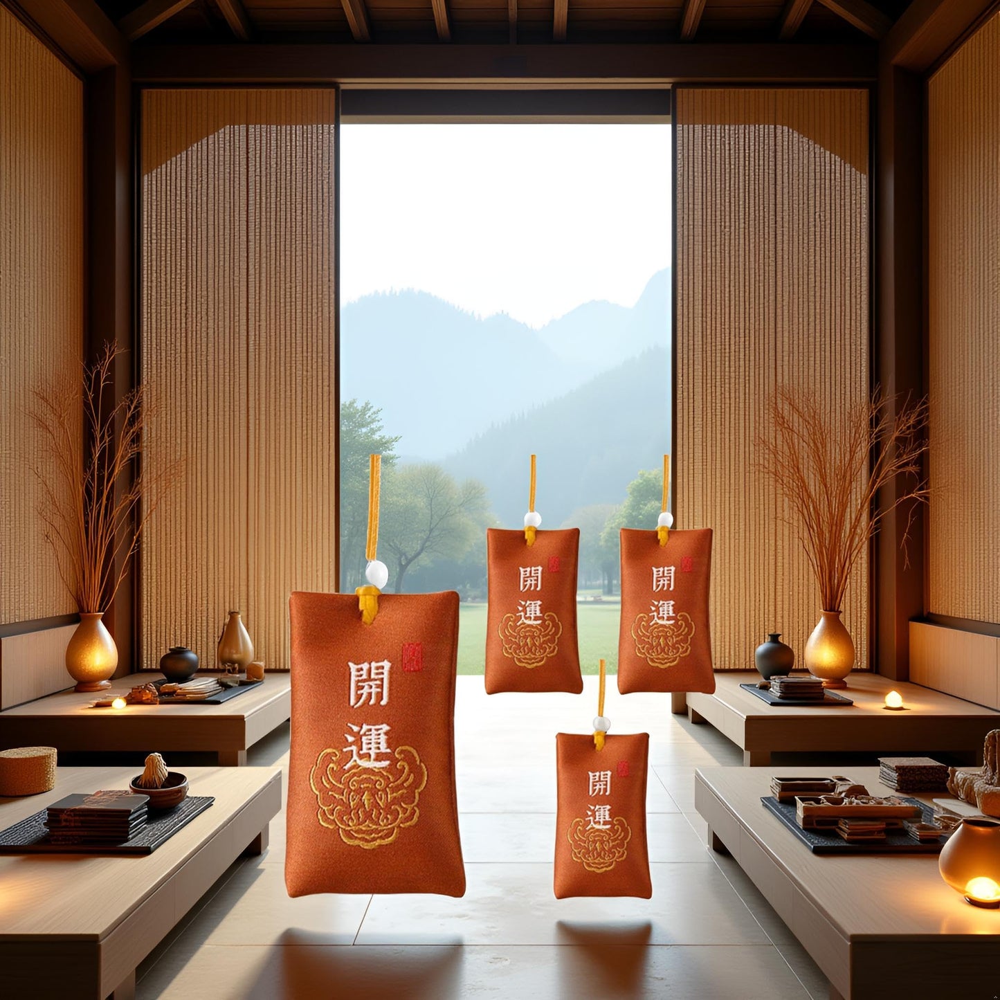 4 Pcs Spiritual Salt Pouch, Spiritual Salt with Sachet, Buddhist Spiritual Necklace, Spiritual Pouch for Money, Happiness, Chinese Amulet Sea Salts Substitutes