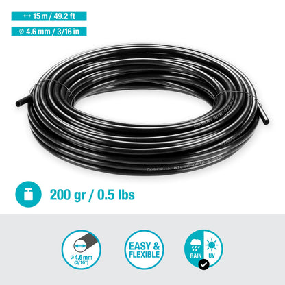GARDENA Micro-Drip System Supply Pipe: Flexible supply pipe, 4.6 mm (3/16"), can be laid above or below ground, UV-stabilised, 15 m (1350-20)