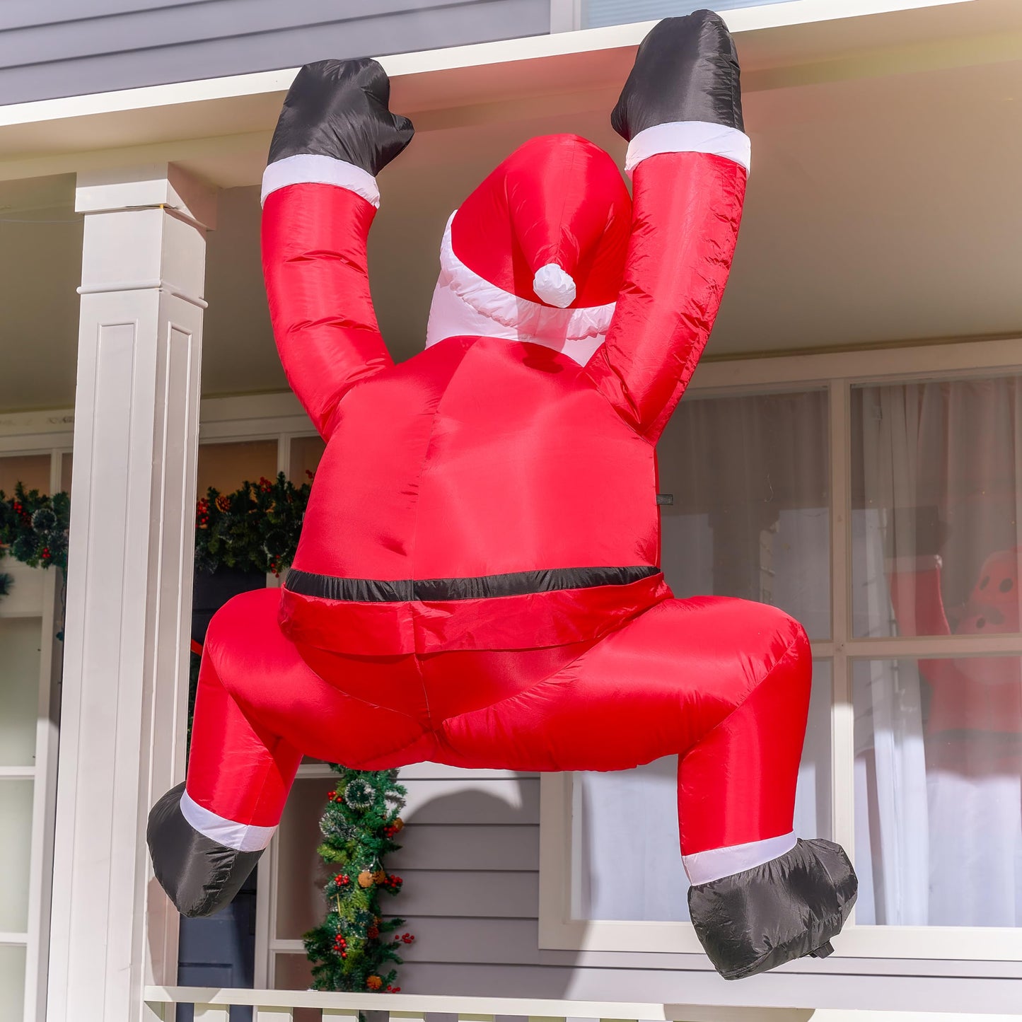 Joiedomi 6 FT Hanging Christmas Inflatables Decoration, Christmas Inflatable Climbing Santa with Build-in LED, Blow Up Santa Yard Decoration for Xmas Party, Roof, Outdoor, Garden, Lawn Decor